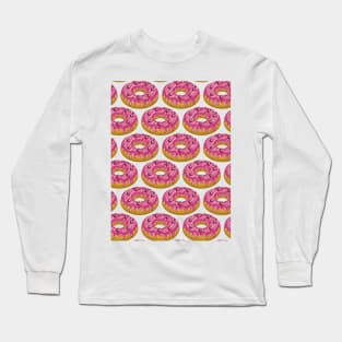 Donuts Pattern - cherry Frosting Long Sleeve T-Shirt